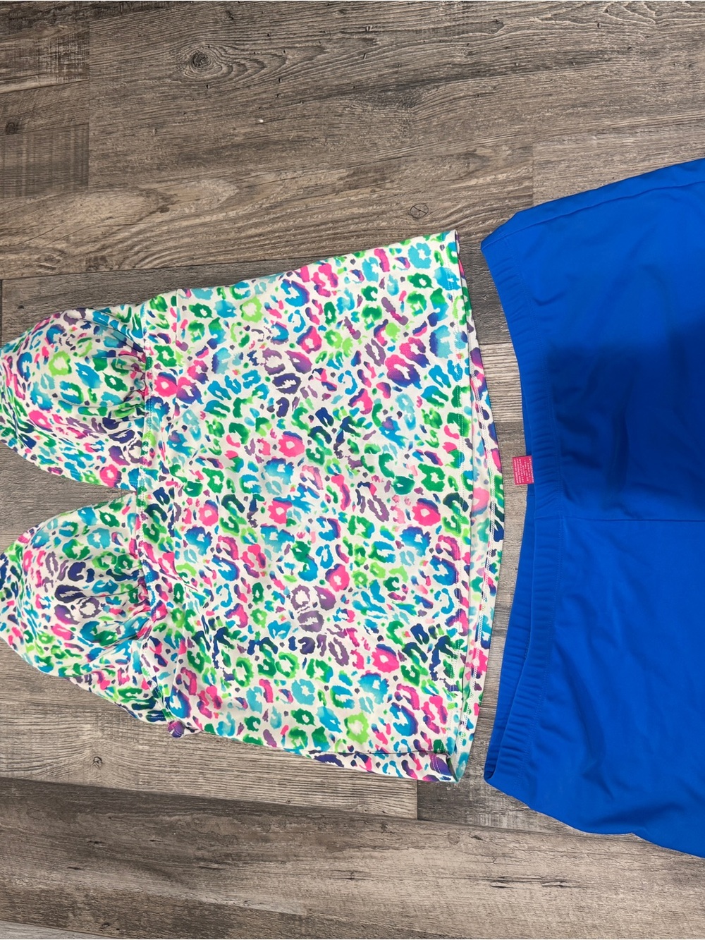Deb Plus-size Multicolor Leopard Print Tankini Top with Royal Blue Swim Shorts
